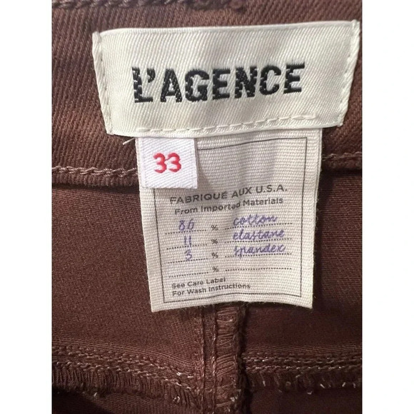 L'Agence Kendra High Rise Cropped Flare Pants Java Coated Women's Size 33 NWT - Picture 10 of 11